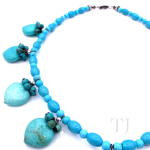 将图片加载到图库查看器，Blue Turquoise Bead &amp; Heart Necklace
