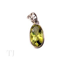 Load image into Gallery viewer, Green Topaz Oval Cut Pendant in Sterling Silver
