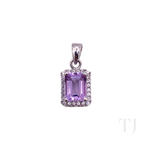 Load image into Gallery viewer, Amethyst Square Cut with diamonique Pendant in sterling silver
