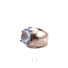 Load image into Gallery viewer, side view of Aquamarine oval cut ring in sterling silver
