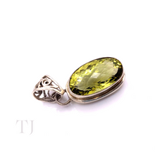 Load image into Gallery viewer, Green Topaz Oval Cut Pendant in Sterling Silver
