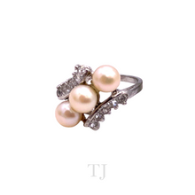 Cargar imagen en el visor de la galería, Freshwater Golden Pearl Twisted Layer Ring in 925
