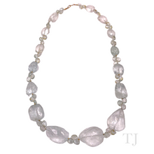 Load image into Gallery viewer, Aquamarine faceted graduated style necklace with 14k gold clasp
