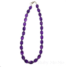 Cargar imagen en el visor de la galería, Amethyst Rectangular Flat &amp; Bead Necklace (high quality)
