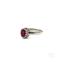 Load image into Gallery viewer, Side view of Ruby Oval Ring in Sterling Silver
