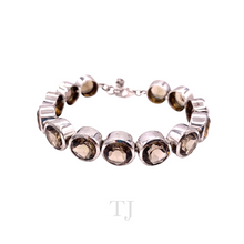 Load image into Gallery viewer, Smoky Quartz Faceted Cut Lobster Clasp Bracelet in 925
