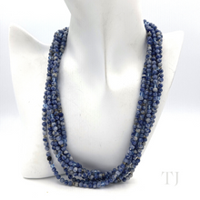 Load image into Gallery viewer, Sodalite 4 mm beads six layered necklace with sterling silver lobster clasp.
