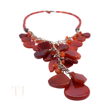 Cargar imagen en el visor de la galería, Carnelian Flat and Tube Necklace with hook clasp
