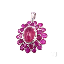 Load image into Gallery viewer, Ruby Layered Flower Pendant in Sterling Silver
