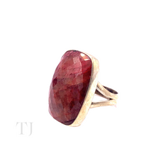 Load image into Gallery viewer, Indian Ruby Square Cut Ring in Sterling Silver
