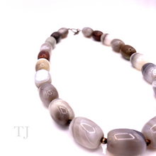 将图片加载到图库查看器，Botswana Agate Tube Stone Necklace
