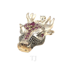 Cargar imagen en el visor de la galería, Ruby in Deer Shape Sterling Silver Pendant
