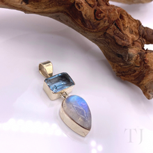 Load image into Gallery viewer, Moonstone &amp; Aquamarine Pendant in Sterling Silver
