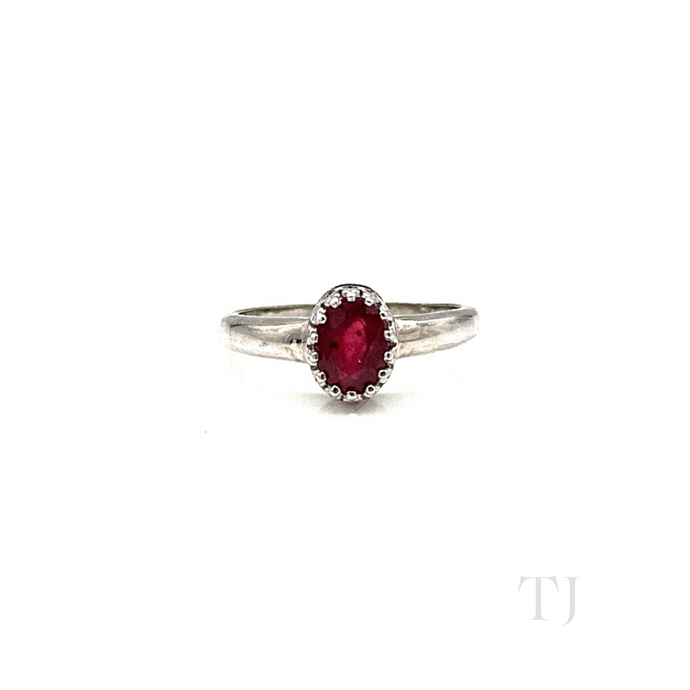 Ruby Oval Ring in Sterling Silver (US 6)