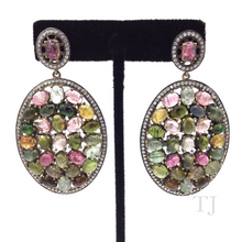 Load image into Gallery viewer, Multi-colored Tourmaline Oval Earrings in Sterling Silver
