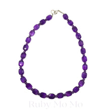 Cargar imagen en el visor de la galería, Amethyst Rectangular Flat &amp; Bead Necklace (high quality)
