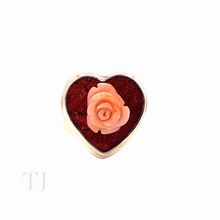 Load image into Gallery viewer, Coral Sponge with Rose in Heart Shape Sterling Silver Ring
