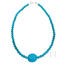 Load image into Gallery viewer, Blue Turquoise Bead Necklace with Pendant
