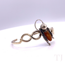 将图片加载到图库查看器，925 纯银琥珀蜜蜂手链
