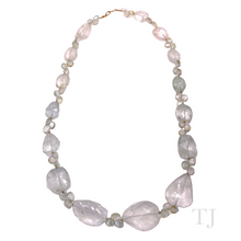 将图片加载到图库查看器，Aquamarine faceted graduated style necklace with 14k gold clasp
