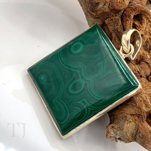 Load image into Gallery viewer, Malachite Square Pendant in Sterling Silver
