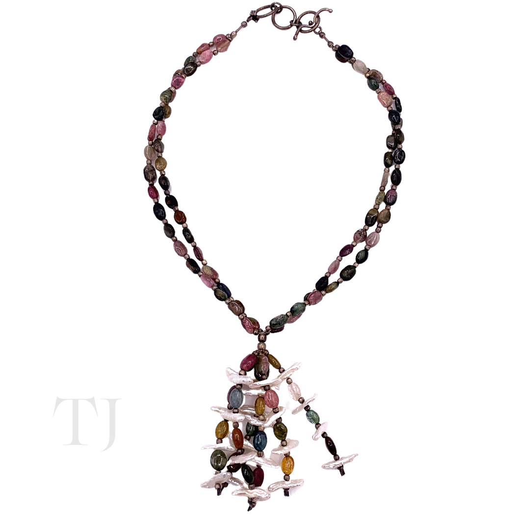 Multi-Colored Tourmaline Nugget Necklace