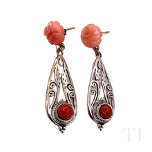 Load image into Gallery viewer, Coral Rose Earrings in Sterling Silver
