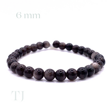 将图片加载到图库查看器，Silver Sheen Obsidian Bead Bracelet
