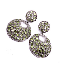 Load image into Gallery viewer, Peridot Circle Earrings in Sterling Silver
