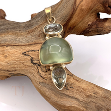 Load image into Gallery viewer, Prehnite with Green Amethyst Pendant in Sterling Silver
