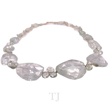 Cargar imagen en el visor de la galería, front view of Aquamarine faceted graduated style necklace with 14k gold clasp
