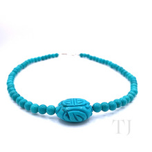 Load image into Gallery viewer, Blue Turquoise Bead Necklace with Pendant
