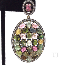 Cargar imagen en el visor de la galería, Multi-colored Tourmaline Oval Earrings in Sterling Silver
