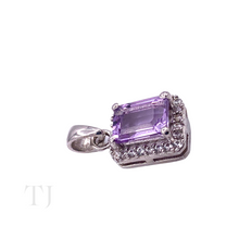 Cargar imagen en el visor de la galería, Closer view of Amethyst Square cut with diamonique pendant in sterling silver
