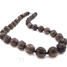 Load image into Gallery viewer, Smoky Quartz Faceted Bead Necklace in 925
