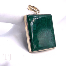 Load image into Gallery viewer, Malachite Square Pendant in Sterling Silver
