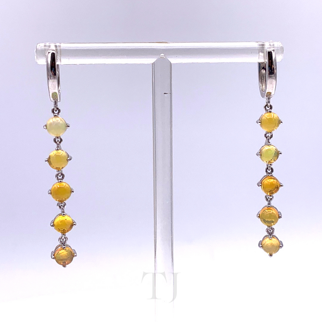 Ethiopian Opal Hanging Earrings in Sterling Silver