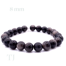 将图片加载到图库查看器，Silver Sheen Obsidian Bead Bracelet
