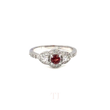 Load image into Gallery viewer, Garnet with Diamonique Ring in Sterling Silver
