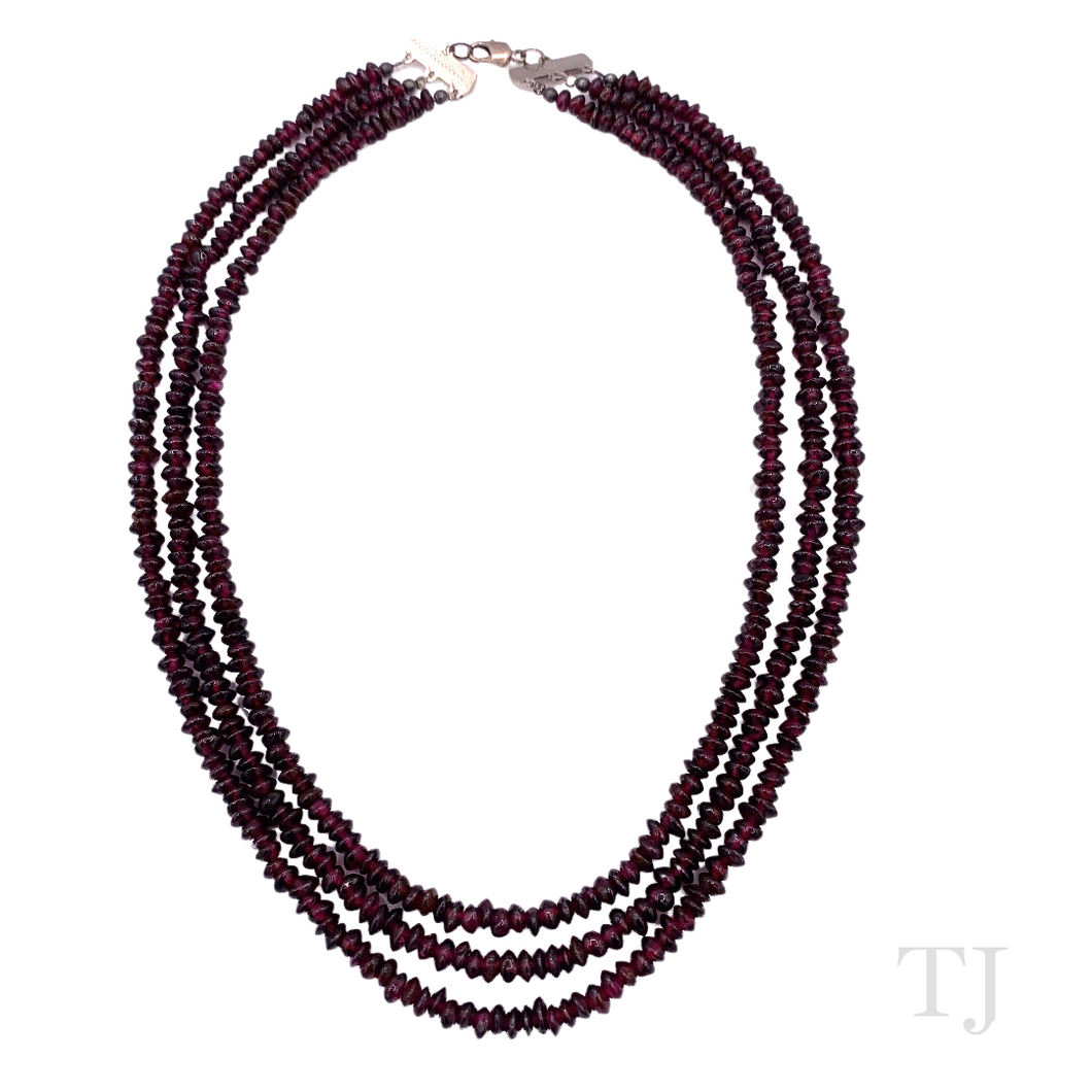 Garnet Chip 3 Layered Necklace