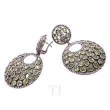 Load image into Gallery viewer, Peridot Circle Earrings in Sterling Silver
