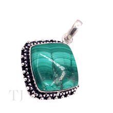 Load image into Gallery viewer, Malachite Rhombus Shape Pendant in Sterling Silver
