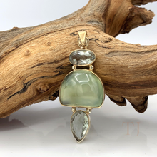 Load image into Gallery viewer, Prehnite with Green Amethyst Pendant in Sterling Silver
