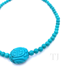 Load image into Gallery viewer, Blue Turquoise Bead Necklace with Pendant
