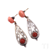 Load image into Gallery viewer, Coral Rose Earrings in Sterling Silver
