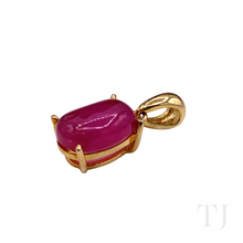 Load image into Gallery viewer, Ruby Cabochon Pendant in Sterling Silver Gold Coated
