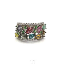 Load image into Gallery viewer, Multi-colored Tourmaline Set (ring+pendant) in Sterling Silver
