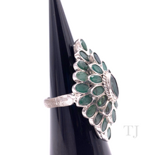 Load image into Gallery viewer, Emerald Layered Rhombus Ring in Sterling Silver
