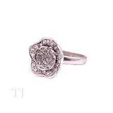 Cargar imagen en el visor de la galería, Diamonique Double Flower Ring in Sterling Silver
