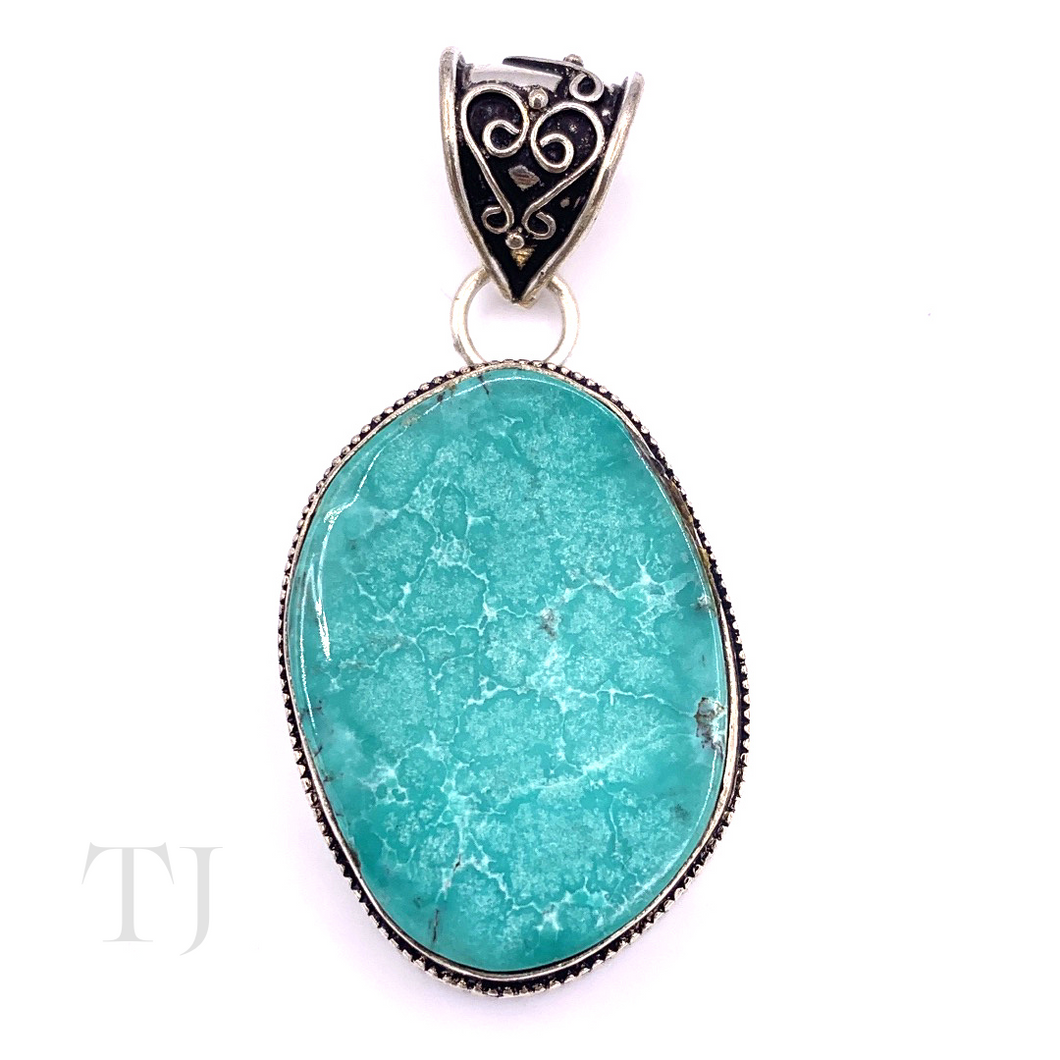 Larimar Stone Pendant in Sterling Silver